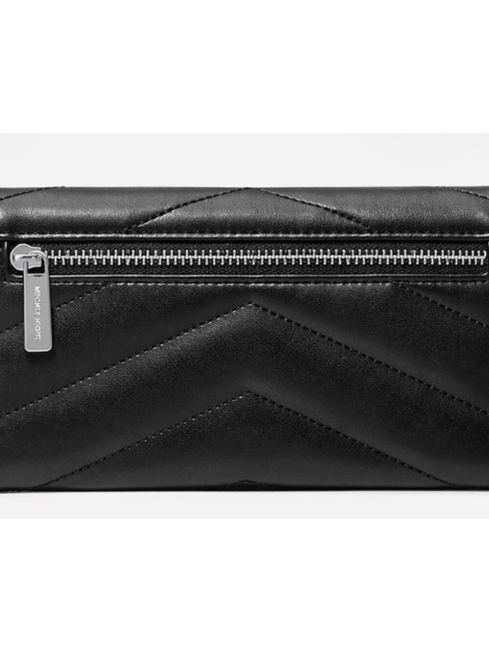New Michael Kors Jet Set Travel Large Trifold Wallet Quilted Black / Silver - Picture 3 of 3